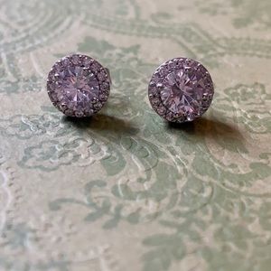 Sterling silver & cubic zirconia stud earrings with halo!